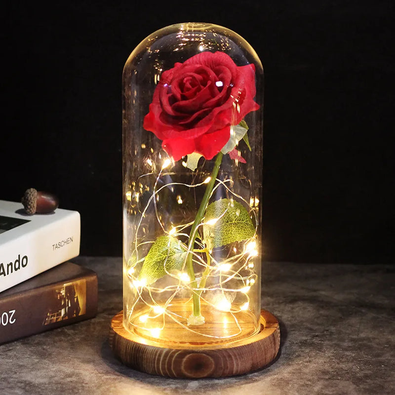 Rosa encantada com Led brilhante para presente, formatura, decoração e outras ocasiões