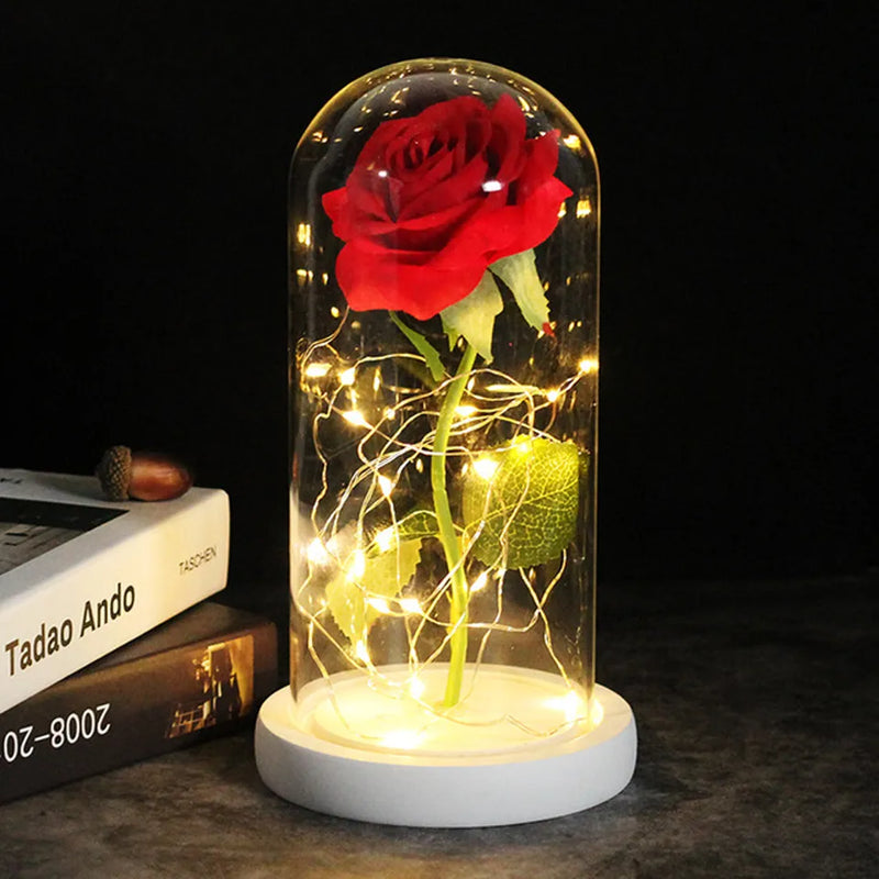 Rosa encantada com Led brilhante para presente, formatura, decoração e outras ocasiões